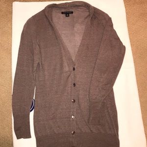 Linen blend taupe cardigan extra long